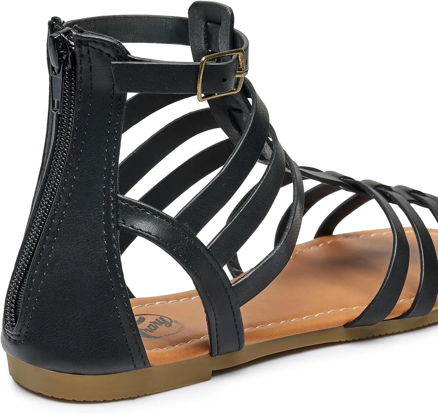 Trary Women's Sandal, Comfortable Gladiator Sandals Ankle Strap Flats Sandalias Para Mujer Beach Sandals Wide Width Open Toe Cross Strappy Sandals for Women Dressy Summer