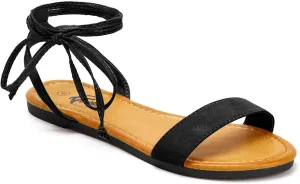 Trary Womens Sandals, Lace Up Sandals for Women, Open Toe Strappy Sandals for Women, Tie up Sandals for Women, Ankle Wrap Flat Sandals for Women Dressy, Cute Sandals, Summer Sandals for Women