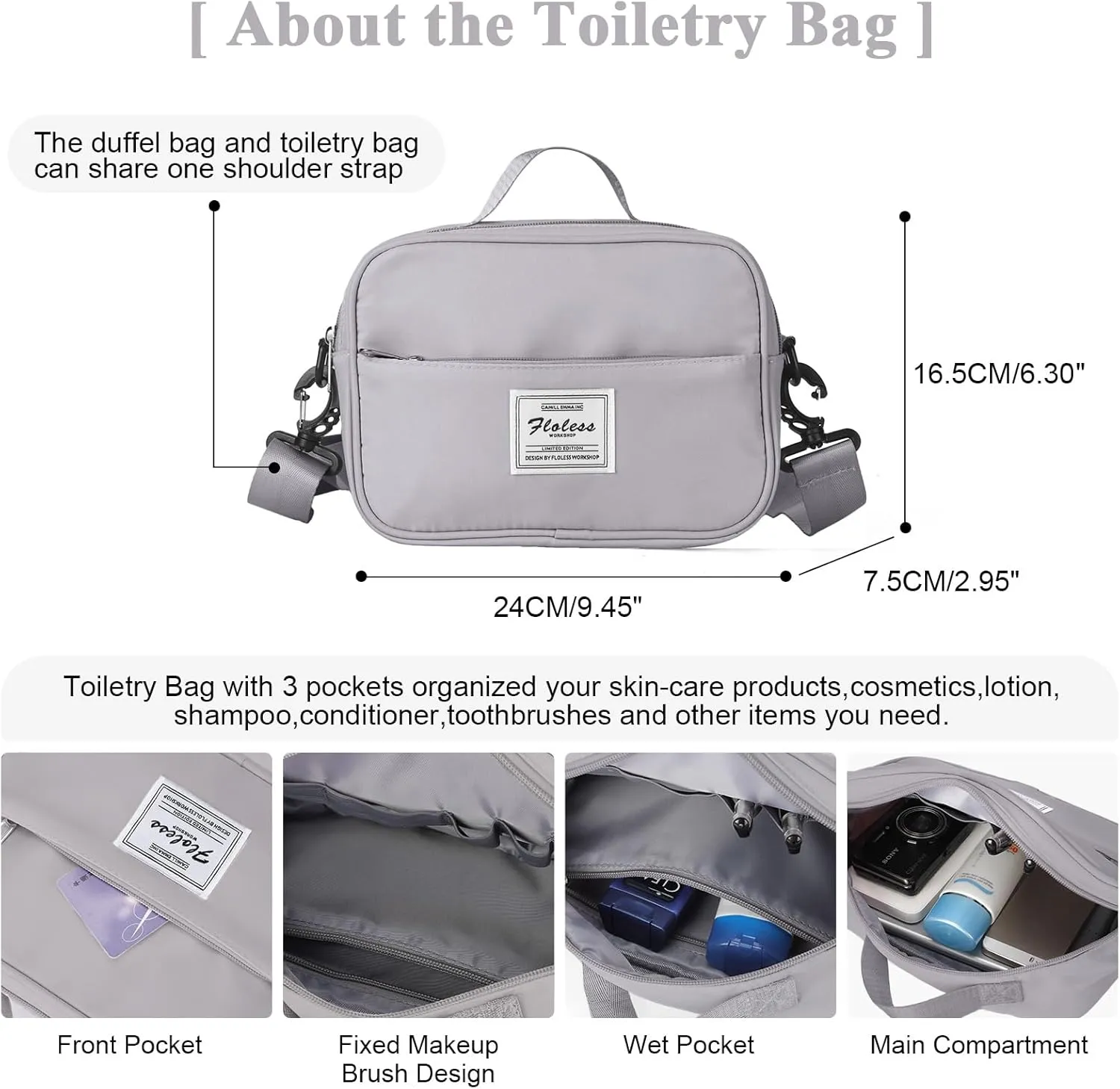 Travel Duffel Bag with Shoes Compartment, Overnight Weekender Bags for Women, Carry on Personal Item Travel Set