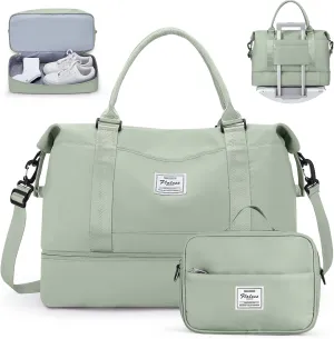 Travel Duffel Bag with Shoes Compartment, Overnight Weekender Bags for Women, Carry on Personal Item Travel Set
