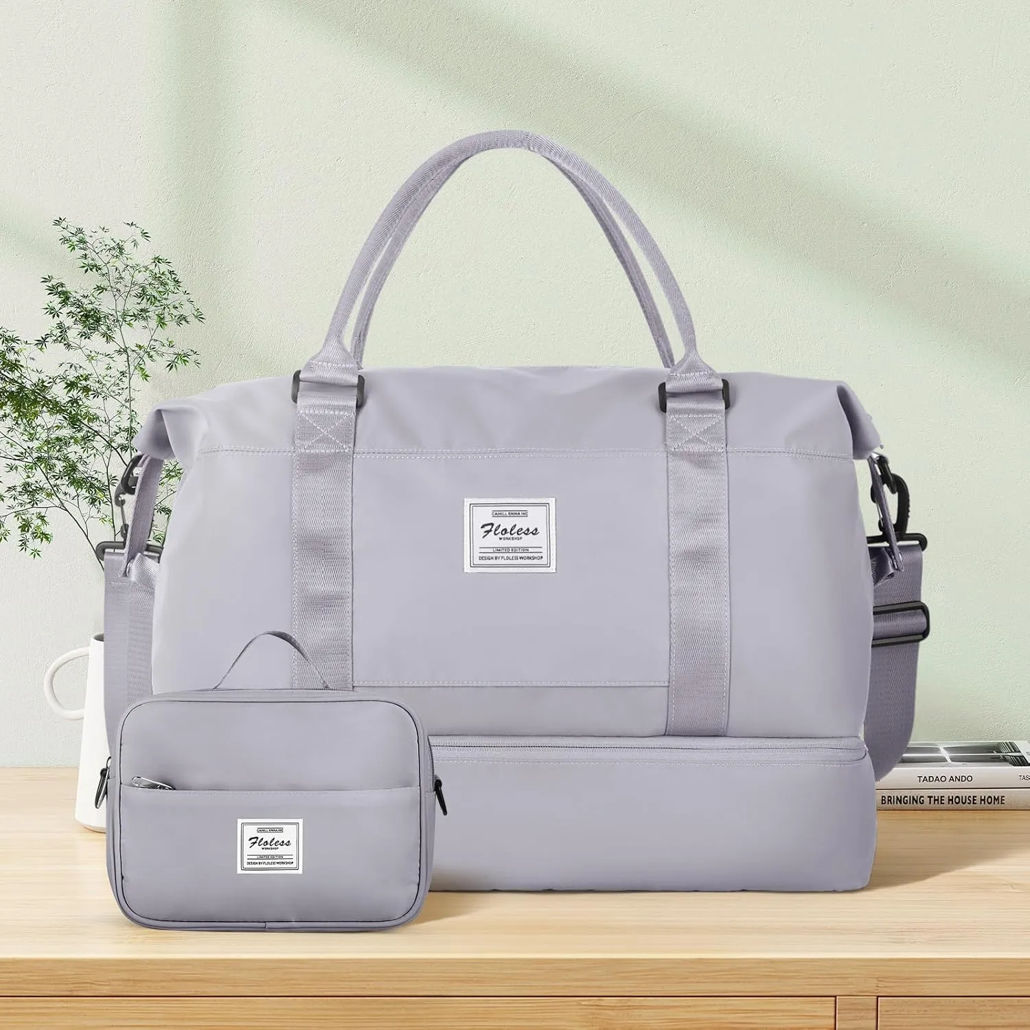 Travel Duffel Bag with Shoes Compartment, Overnight Weekender Bags for Women, Carry on Personal Item Travel Set