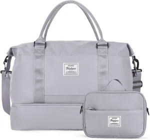 Travel Duffel Bag with Shoes Compartment, Overnight Weekender Bags for Women, Carry on Personal Item Travel Set