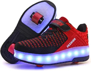Ufatansy Roller Shoes Girls Boys Sneakers with Wheels Roller Skate Shoes USB Charging LED Light Up Footwear Skates for Beginner Trainers Kids Lightweight Breatheable Shoe