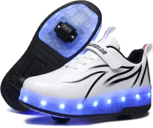 Ufatansy Roller Shoes Girls Boys Sneakers with Wheels Roller Skate Shoes USB Charging with LED Light Up Shinny Skates for Beginner Trainers Kids Lightweight Breatheable Shoe Footwear