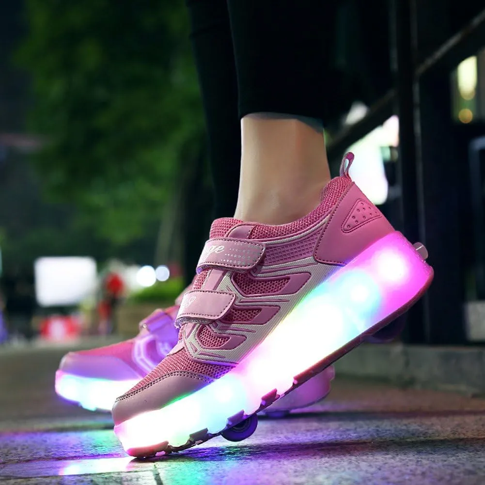 Ufatansy Roller Shoes Girls Sneakers with Wheels Boys Roller Skate Shoes USB Charging with LED Light Up Footwear Skates for Beginner Trainers Kids Lightweight Breatheable Shoe