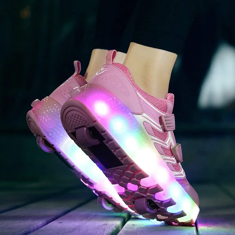 Ufatansy Roller Shoes Girls Sneakers with Wheels Boys Roller Skate Shoes USB Charging with LED Light Up Footwear Skates for Beginner Trainers Kids Lightweight Breatheable Shoe