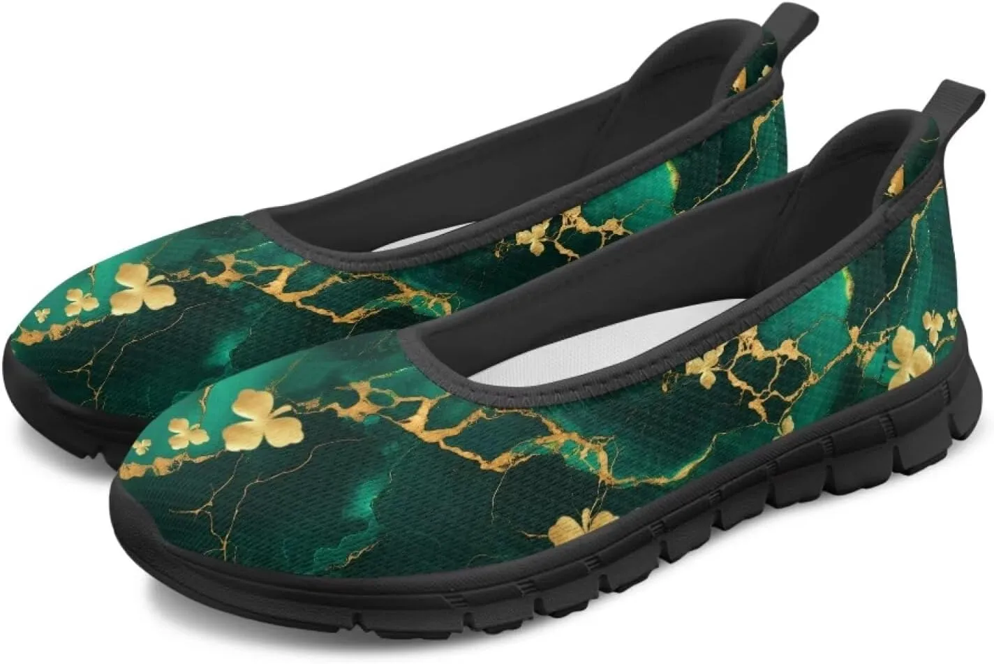 UNICEU St Patrick's Day Slip On Shoes for Women Breathable Low Top Casual Flats Non-Slip Fashion Running Sneakers