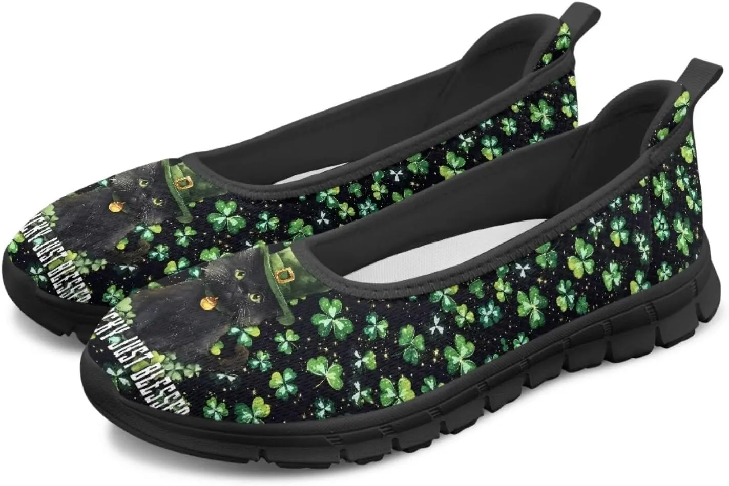 UNICEU St Patrick's Day Slip On Shoes for Women Breathable Low Top Casual Flats Non-Slip Fashion Running Sneakers