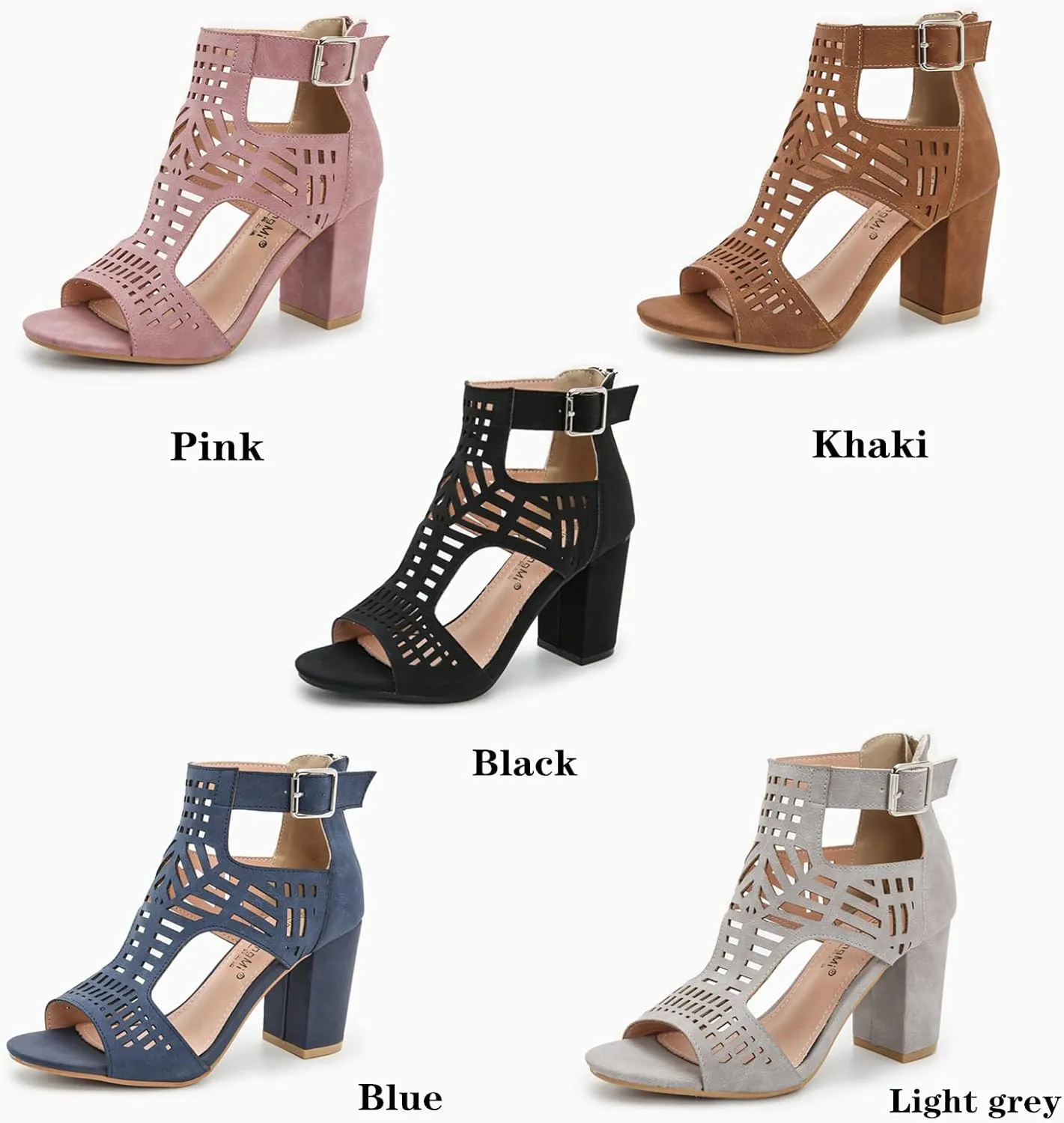 UOQAPRE Chunky Heeled Sandals for Womens Bohemian Cutout Open Toe Summer Block Womens Heeled Party Dress Sandals