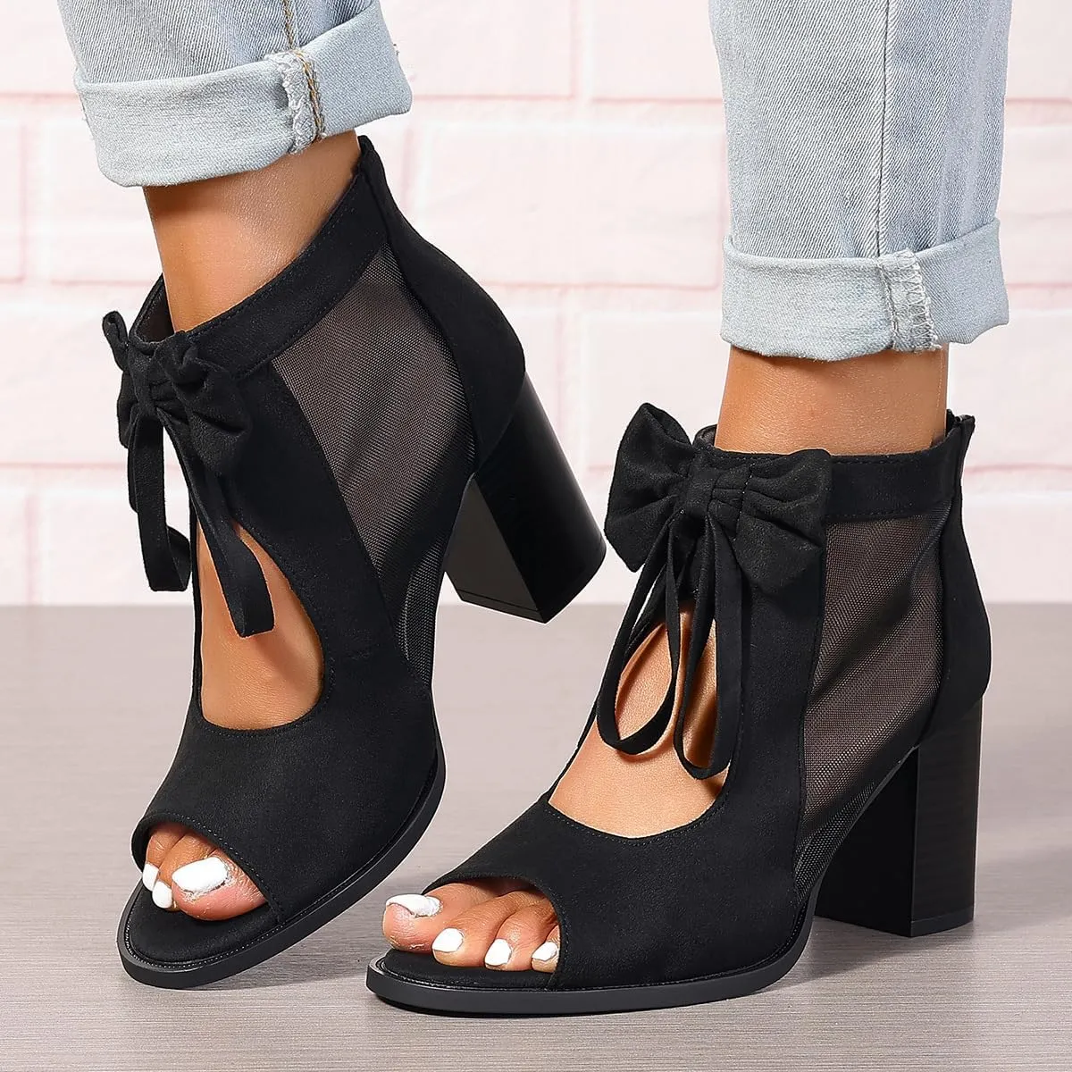 UOQAPRE Chunky Heeled Sandals for Womens Bohemian Cutout Open Toe Summer Block Womens Heeled Party Dress Sandals