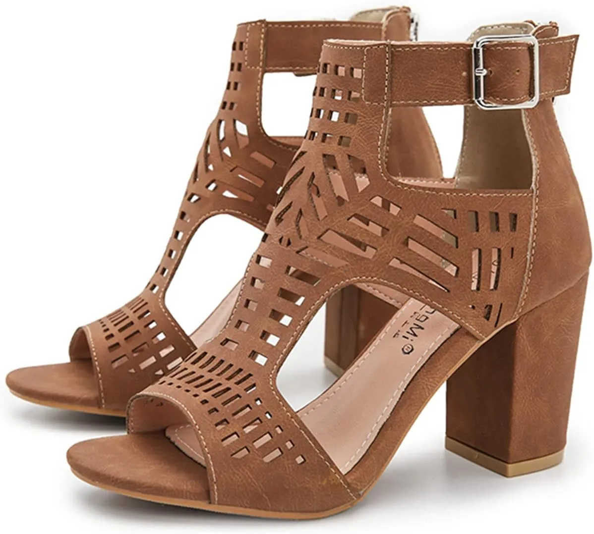 UOQAPRE Chunky Heeled Sandals for Womens Bohemian Cutout Open Toe Summer Block Womens Heeled Party Dress Sandals