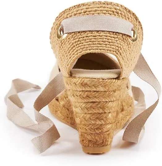 Viscata Sagaro Espadrille Canvas Wedges with Ankle Laces Spain Handmade 2 ½” Heel Women's Sandals with Breathable Organic Cotton Canvas and 100% Natural Jute for all Occasions: Casual, Work, Party