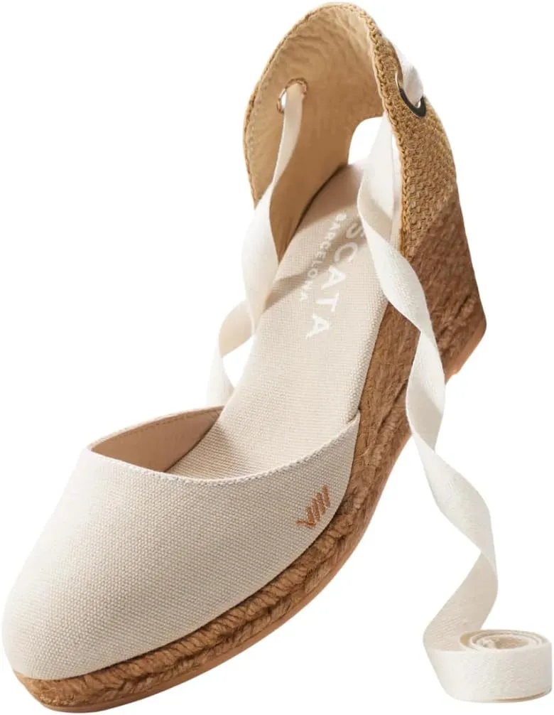 Viscata Sagaro Espadrille Canvas Wedges with Ankle Laces Spain Handmade 2 ½” Heel Women's Sandals with Breathable Organic Cotton Canvas and 100% Natural Jute for all Occasions: Casual, Work, Party