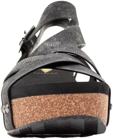 VOLATILE Womens Sandcastle Metallic Ankle Strap Casual Sandals Casual Mid Heel 2-3" - Beige