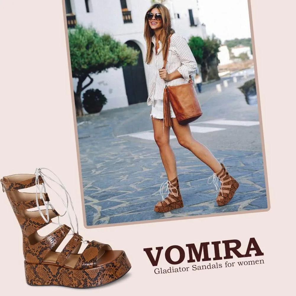 VOMIRA Platform Sandals Women Espadrille Wedge Sandals for Women Open Toe Slip On Flatform Rafiia Slide Sandals Summer Beach Sandals Bohemia Dressy Sandals