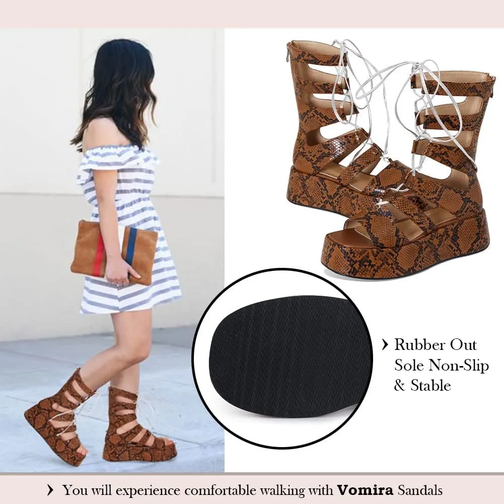 VOMIRA Platform Sandals Women Espadrille Wedge Sandals for Women Open Toe Slip On Flatform Rafiia Slide Sandals Summer Beach Sandals Bohemia Dressy Sandals