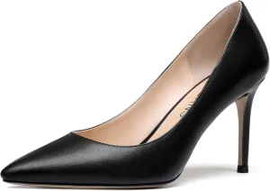 WAYDERNS Women's Matte Pointed Toe Slip On Stiletto High Heel Pumps Wedding Dress Shoes 3.5 Inch