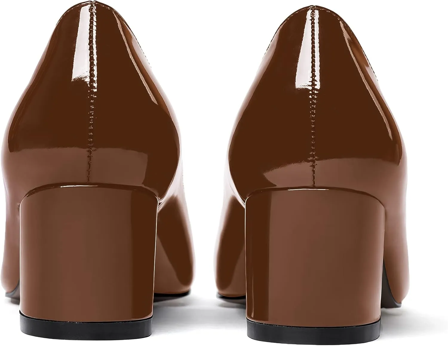 WAYDERNS Womens Party Round Toe Dress Slip On Patent Chunky Low Heel Pumps Shoes 2 Inch