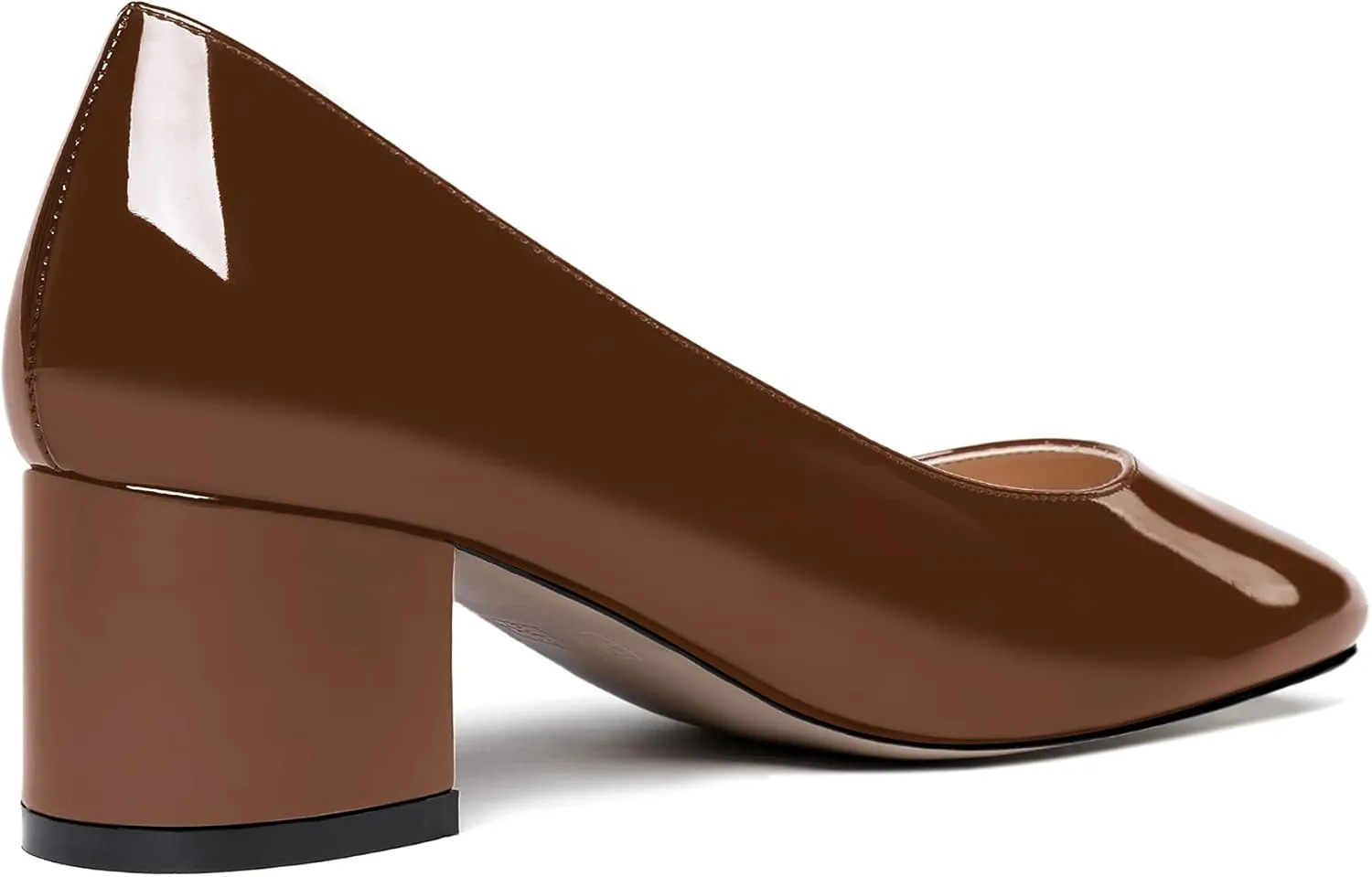 WAYDERNS Womens Party Round Toe Dress Slip On Patent Chunky Low Heel Pumps Shoes 2 Inch