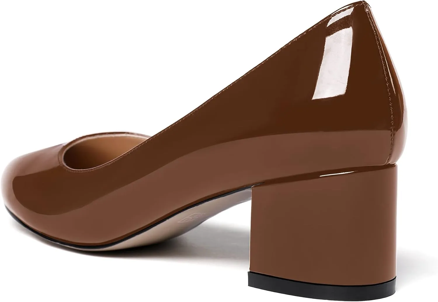 WAYDERNS Womens Party Round Toe Dress Slip On Patent Chunky Low Heel Pumps Shoes 2 Inch