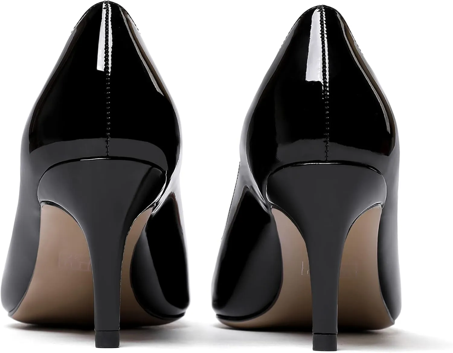 WAYDERNS Women's Pointed Toe Slip On Solid Patent Mid Heel Pumps Shoes 2.5 Inch