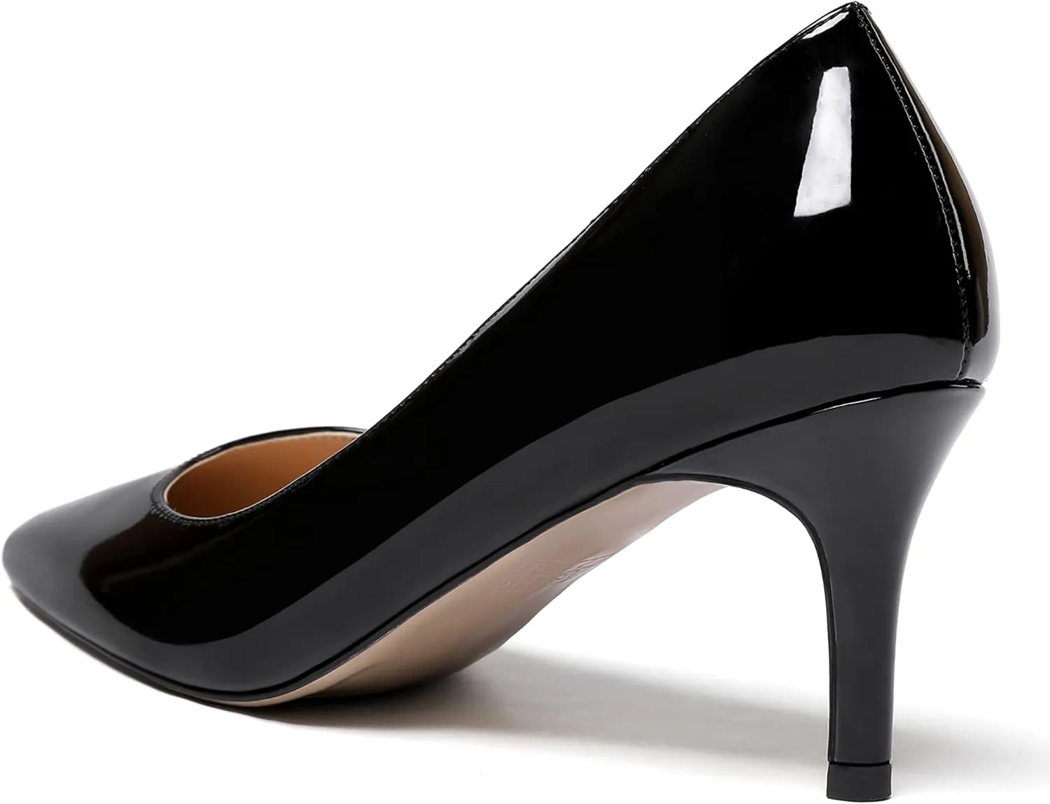 WAYDERNS Women's Pointed Toe Slip On Solid Patent Mid Heel Pumps Shoes 2.5 Inch