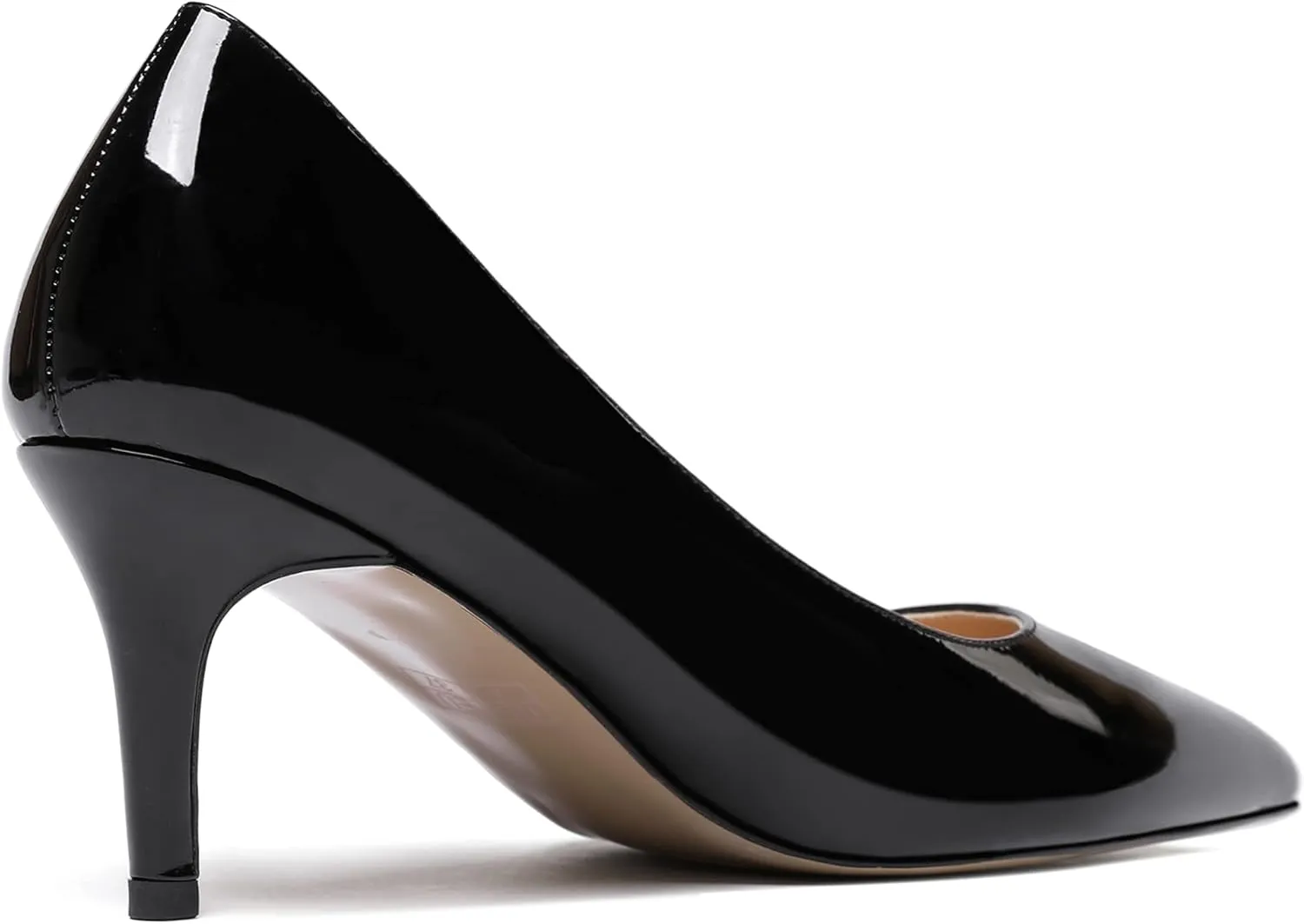 WAYDERNS Women's Pointed Toe Slip On Solid Patent Mid Heel Pumps Shoes 2.5 Inch
