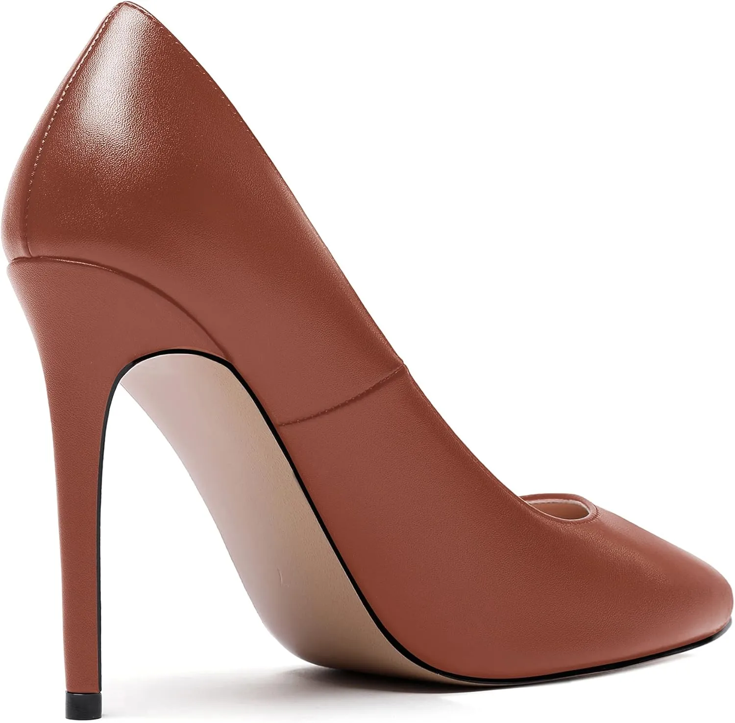 WAYDERNS Women's Slip On Solid Round Toe Stiletto High Heel Pumps Shoes 4 Inch