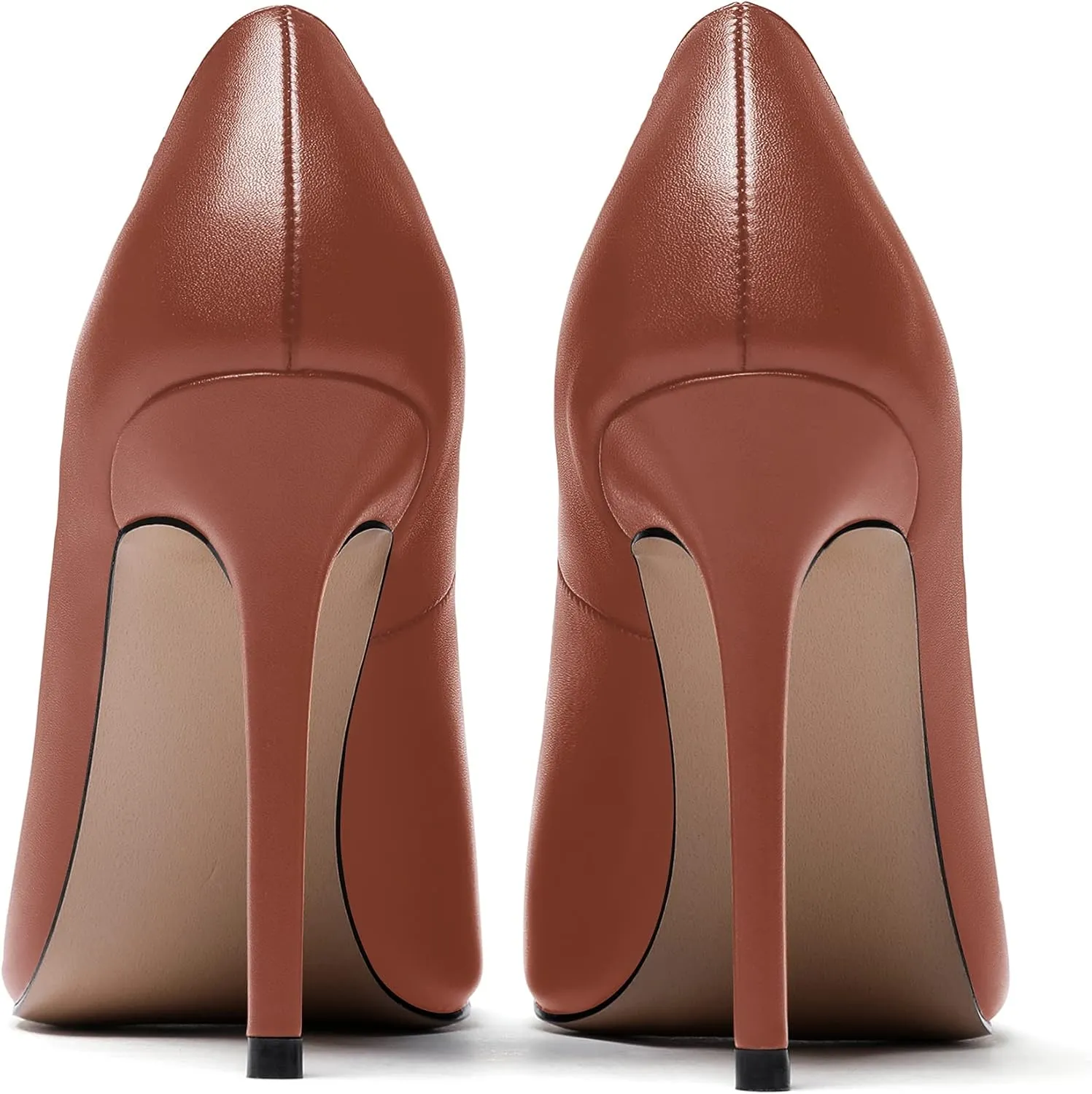 WAYDERNS Women's Slip On Solid Round Toe Stiletto High Heel Pumps Shoes 4 Inch