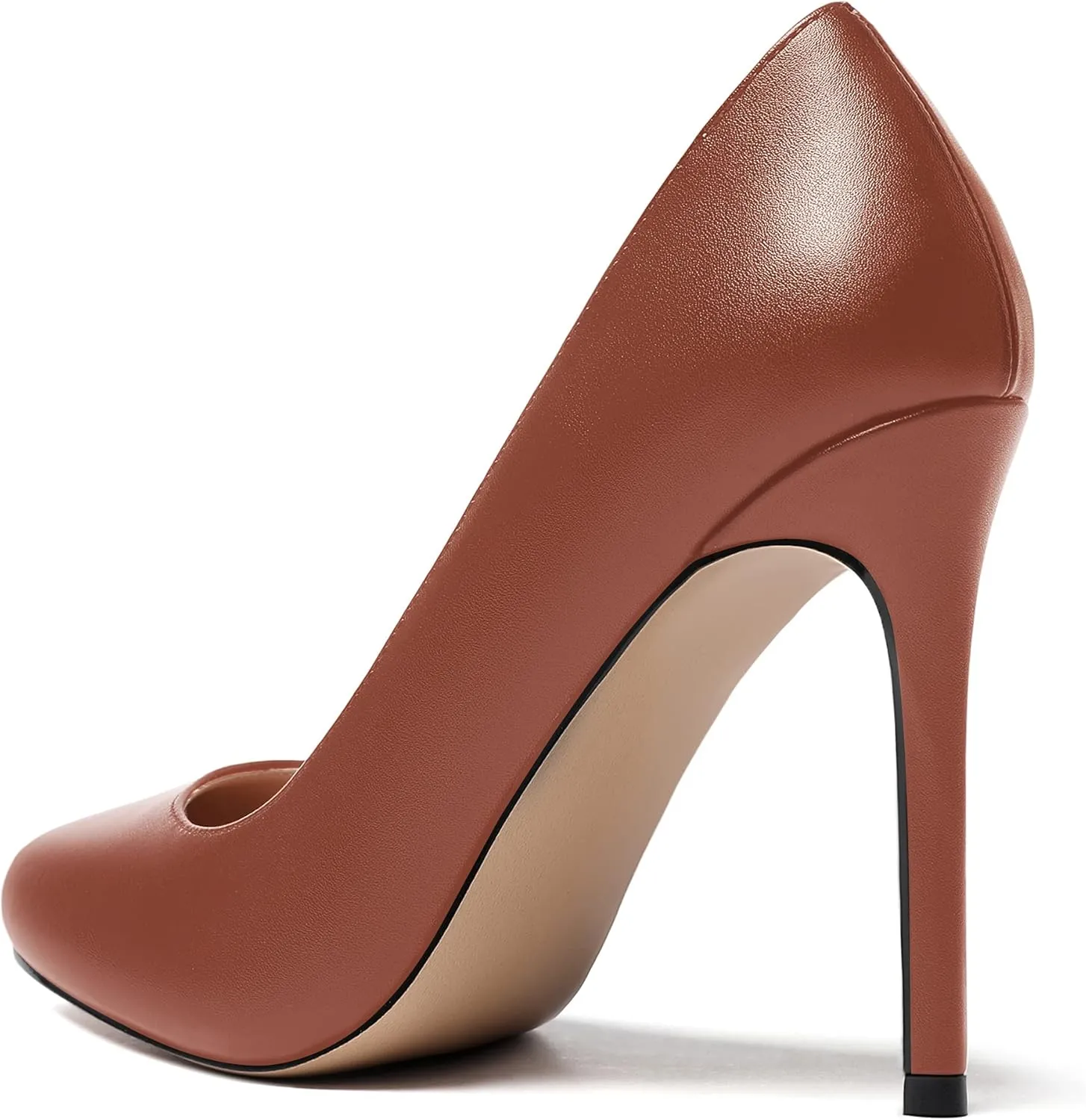 WAYDERNS Women's Slip On Solid Round Toe Stiletto High Heel Pumps Shoes 4 Inch