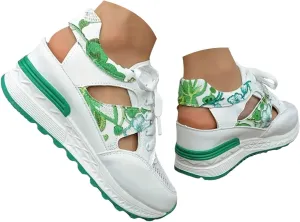 Wedge Sandals for Women Lace-Up Sneakers Hollow Out Breathable Mesh Non-Slip Summer Shoes Summer Sport Walking