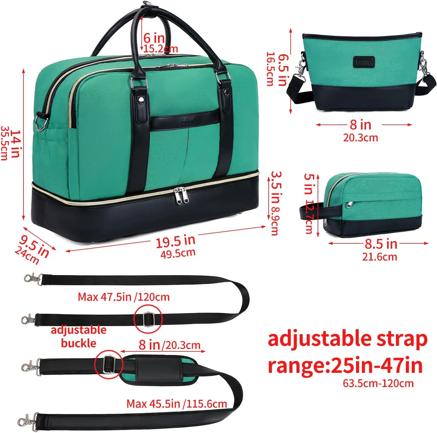Weekender Bags for Women Overnight Bag Large Canvas Travel Duffel Bag with Shoe Compartment Carry On Tote Bag 3Pcs Set