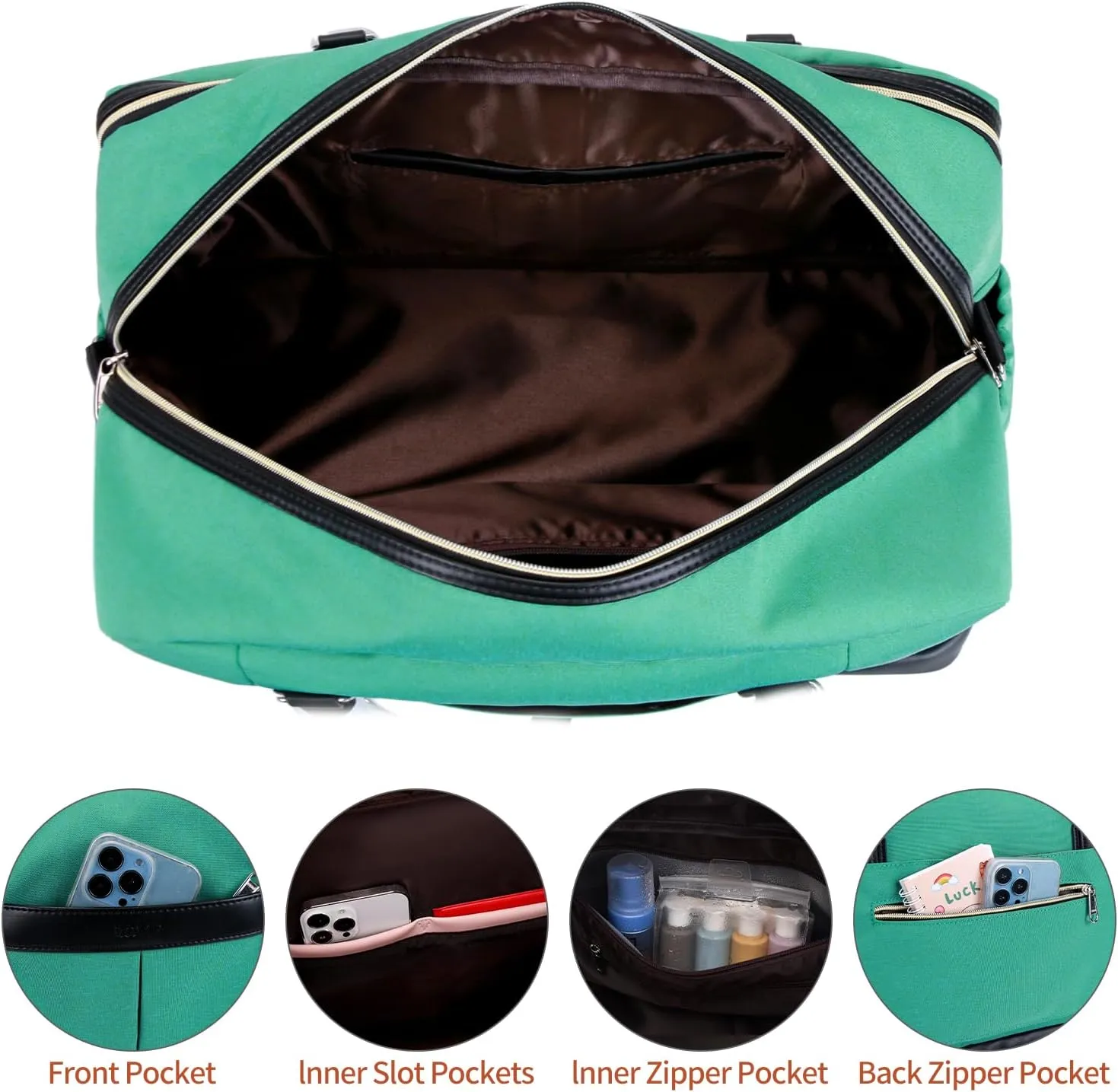 Weekender Bags for Women Overnight Bag Large Canvas Travel Duffel Bag with Shoe Compartment Carry On Tote Bag 3Pcs Set