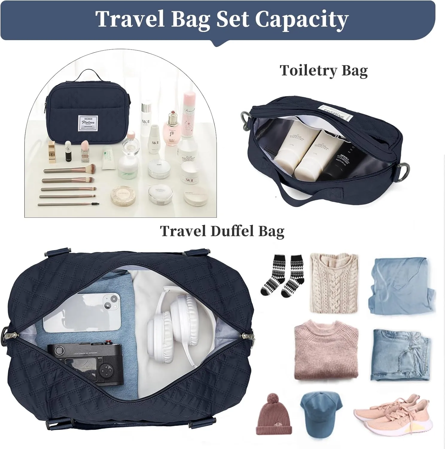 Weekender Bags for Women,Travel Duffel Bag with Shoes Compartment,Overnight Carry on Personal Item Bag with Toiletry Bag