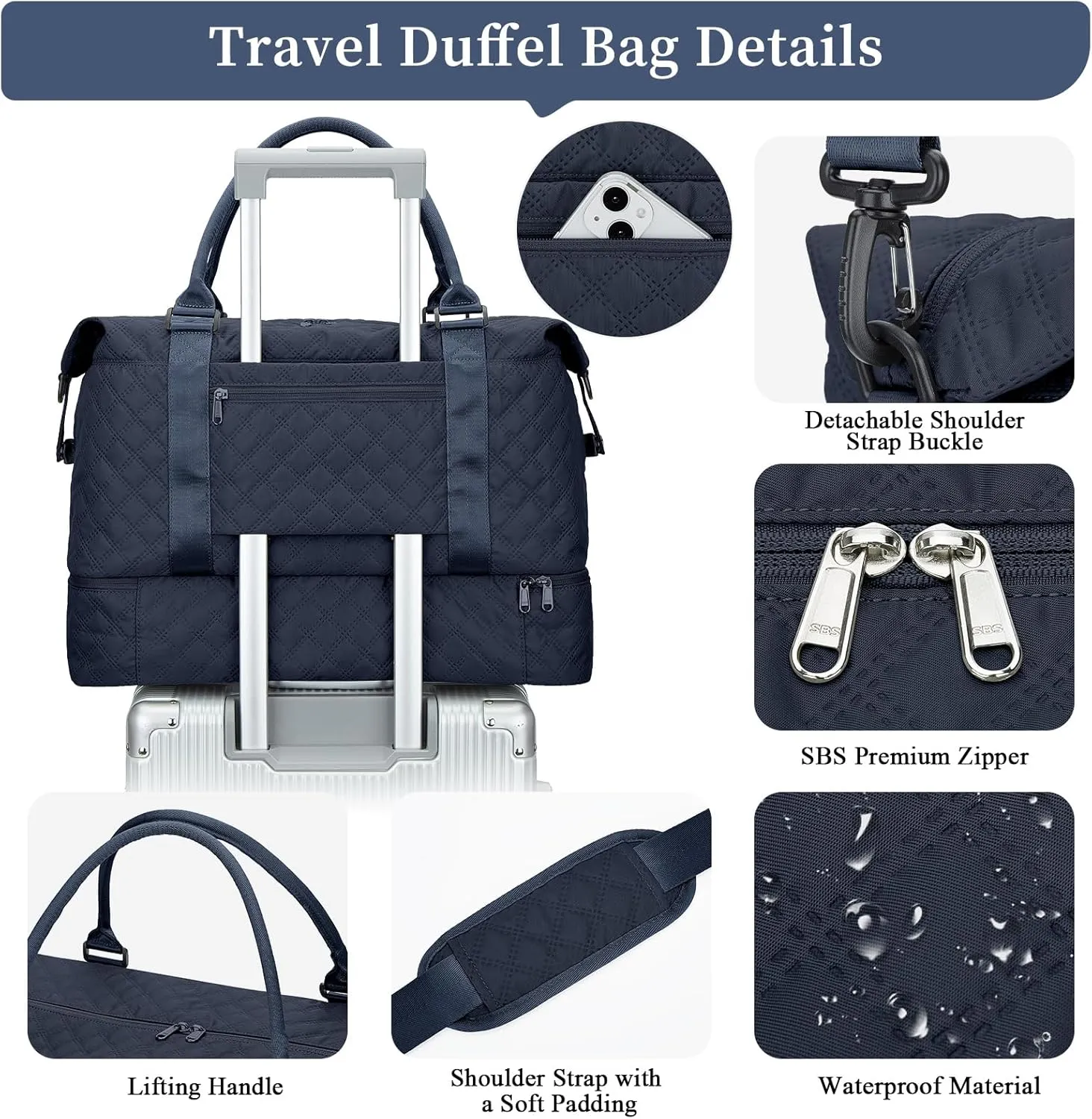 Weekender Bags for Women,Travel Duffel Bag with Shoes Compartment,Overnight Carry on Personal Item Bag with Toiletry Bag
