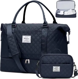 Weekender Bags for Women,Travel Duffel Bag with Shoes Compartment,Overnight Carry on Personal Item Bag with Toiletry Bag