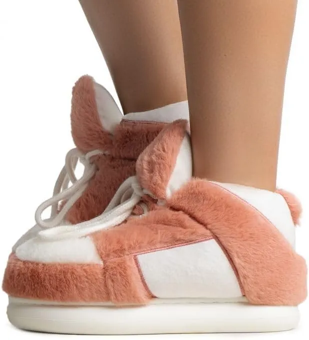 Wild Diva Slippy-01 Women's Lace Up Fur Detail Closed Toe Sneaker Slippers