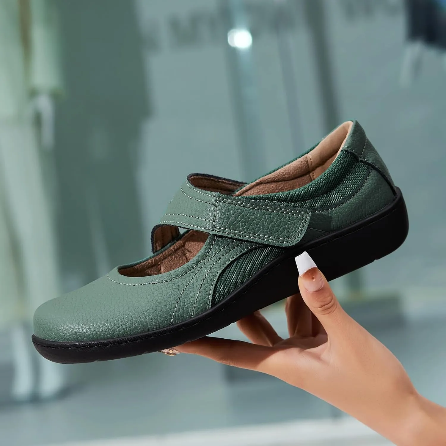 Women's Classic Comfort Mary Jane Flats Fashion Casual Dress Shoes Cute Closed Toe Slip On Lightweight Breathable Walking Shoes