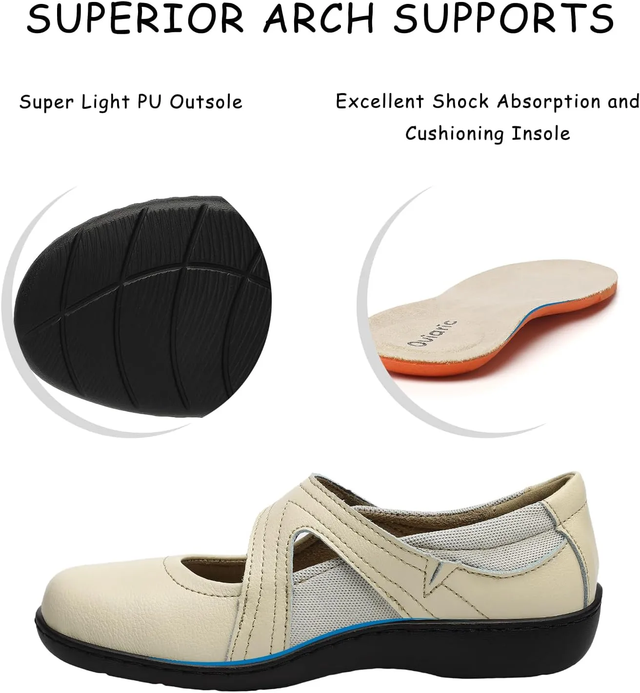 Women's Classic Comfort Mary Jane Flats Fashion Casual Dress Shoes Cute Closed Toe Slip On Lightweight Breathable Walking Shoes