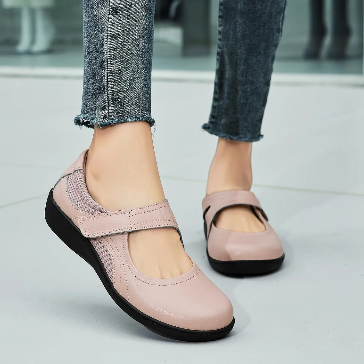 Women's Classic Comfort Mary Jane Flats Fashion Casual Dress Shoes Cute Closed Toe Slip On Lightweight Breathable Walking Shoes