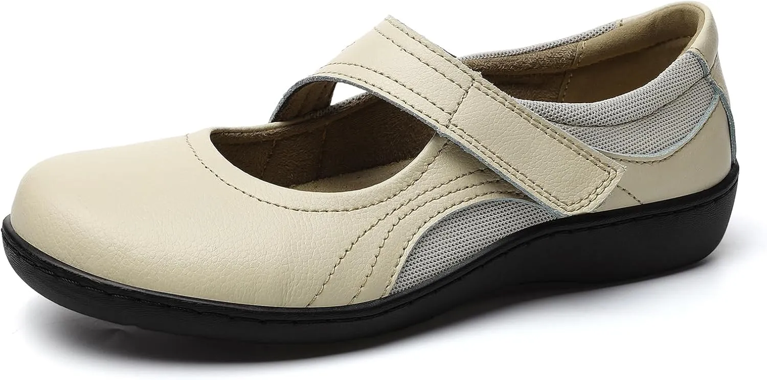 Women's Classic Comfort Mary Jane Flats Fashion Casual Dress Shoes Cute Closed Toe Slip On Lightweight Breathable Walking Shoes