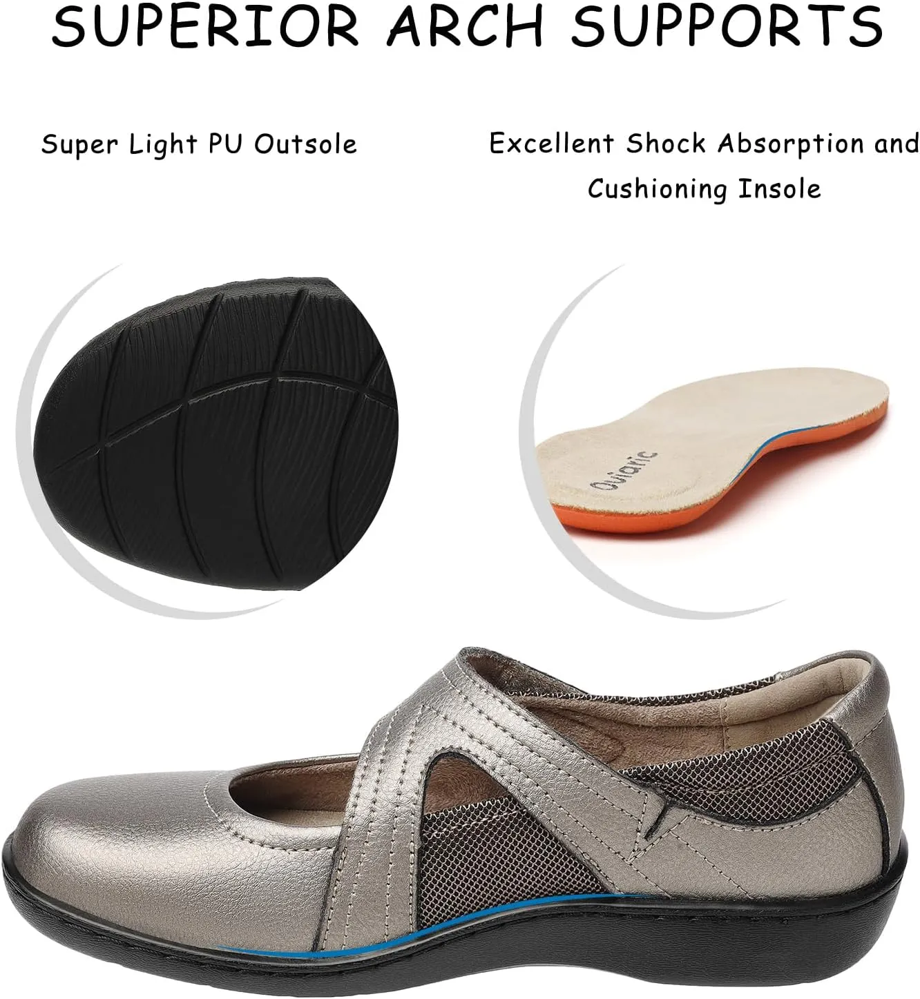 Women's Classic Comfort Mary Jane Flats Fashion Casual Dress Shoes Cute Closed Toe Slip On Lightweight Breathable Walking Shoes