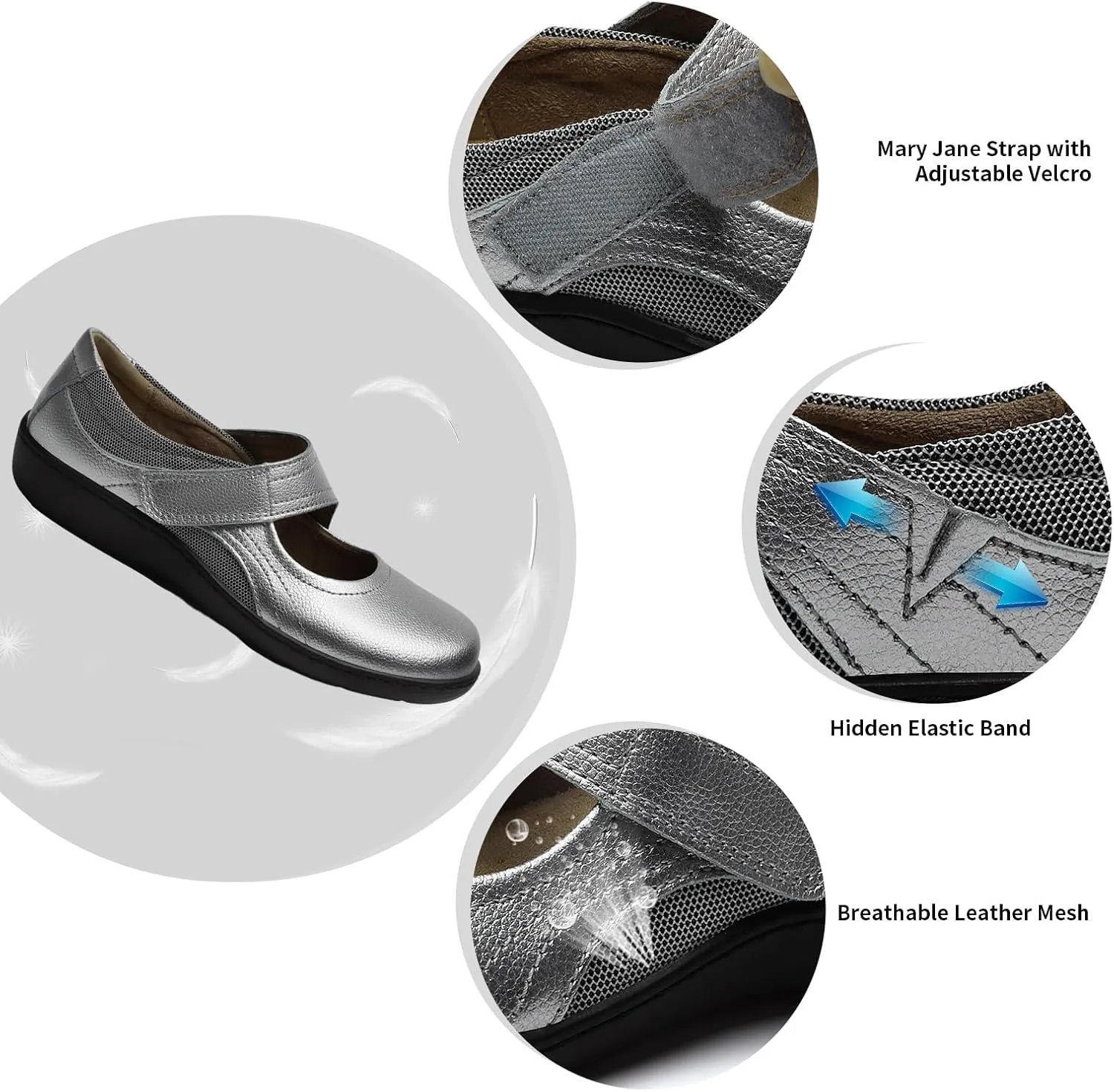 Women's Classic Comfort Mary Jane Flats Fashion Casual Dress Shoes Cute Closed Toe Slip On Lightweight Breathable Walking Shoes
