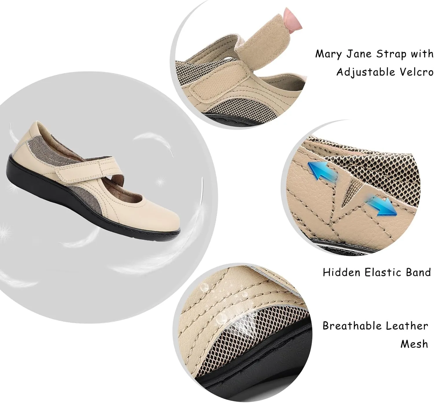 Women's Classic Comfort Mary Jane Flats Fashion Casual Dress Shoes Cute Closed Toe Slip On Lightweight Breathable Walking Shoes