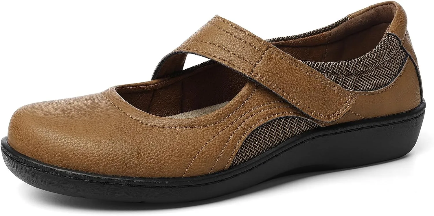 Women's Classic Comfort Mary Jane Flats Fashion Casual Dress Shoes Cute Closed Toe Slip On Lightweight Breathable Walking Shoes