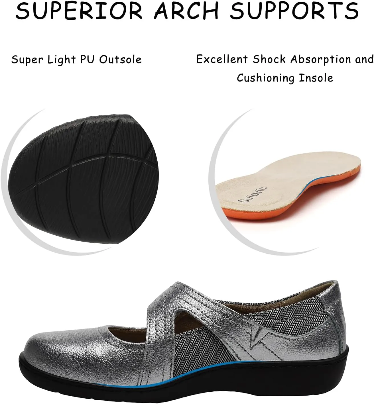 Women's Classic Comfort Mary Jane Flats Fashion Casual Dress Shoes Cute Closed Toe Slip On Lightweight Breathable Walking Shoes