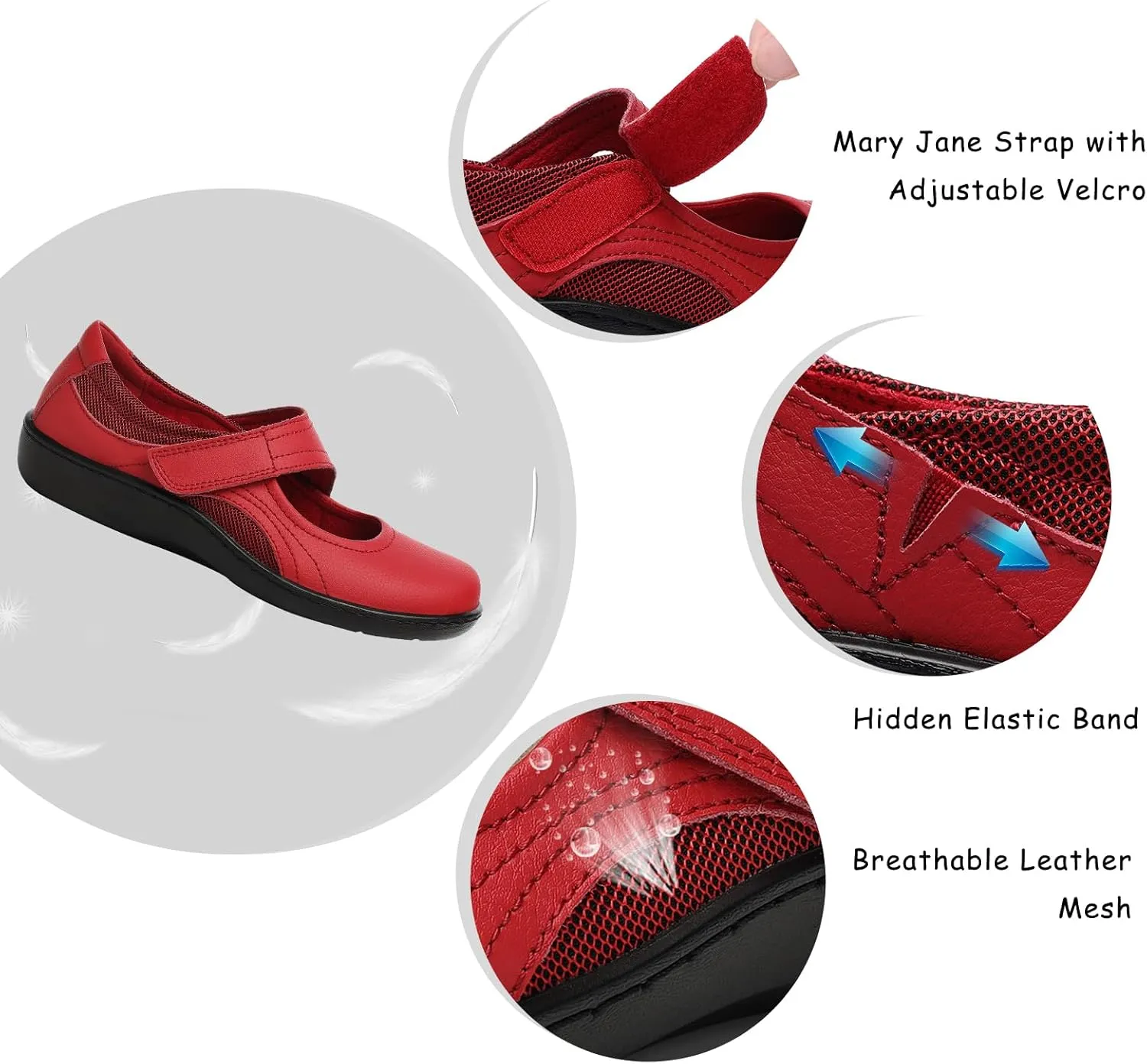 Women's Classic Comfort Mary Jane Flats Fashion Casual Dress Shoes Cute Closed Toe Slip On Lightweight Breathable Walking Shoes