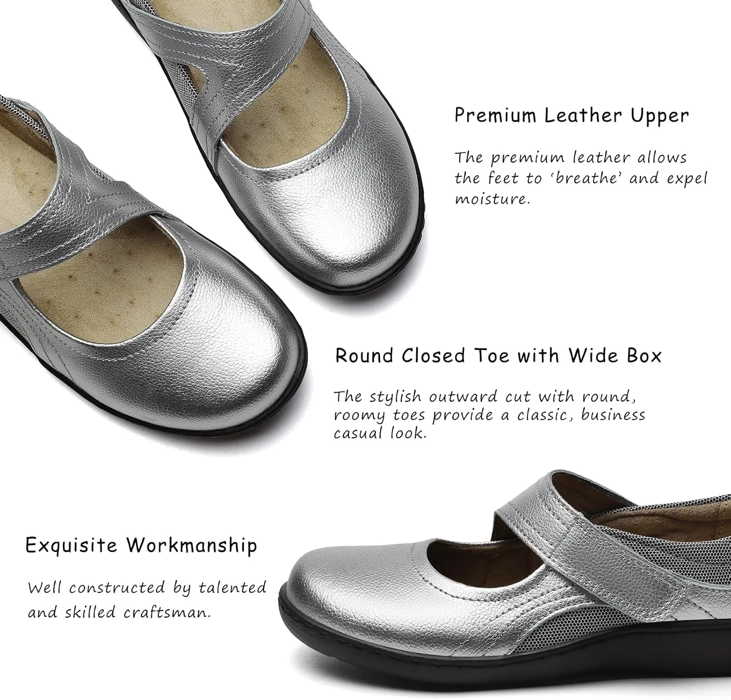Women's Classic Comfort Mary Jane Flats Fashion Casual Dress Shoes Cute Closed Toe Slip On Lightweight Breathable Walking Shoes