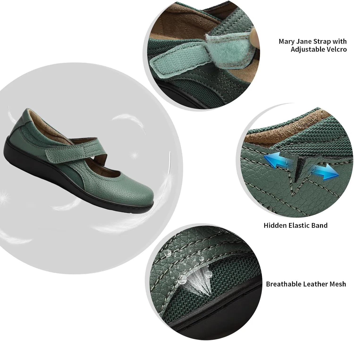 Women's Classic Comfort Mary Jane Flats Fashion Casual Dress Shoes Cute Closed Toe Slip On Lightweight Breathable Walking Shoes