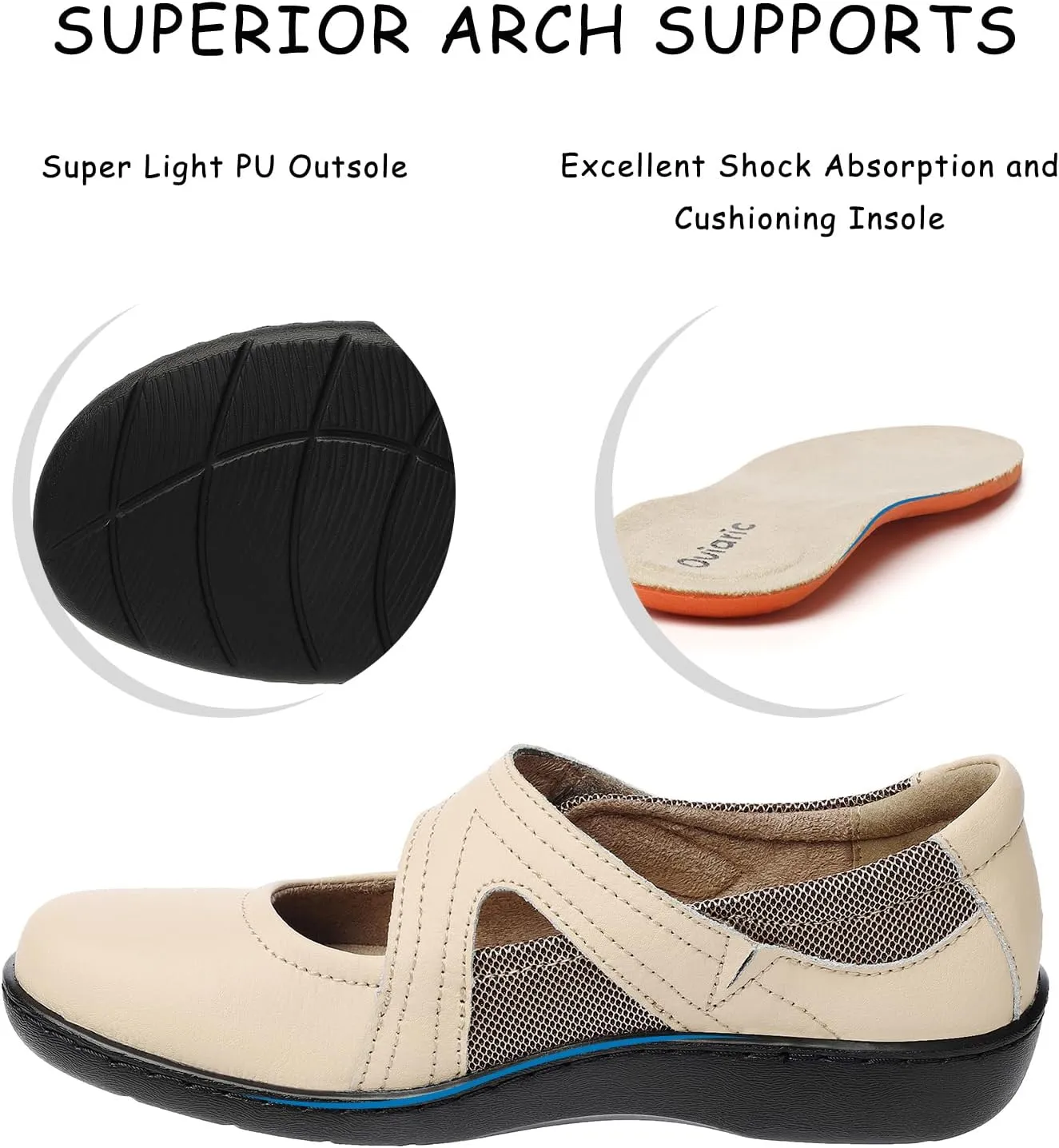 Women's Classic Comfort Mary Jane Flats Fashion Casual Dress Shoes Cute Closed Toe Slip On Lightweight Breathable Walking Shoes